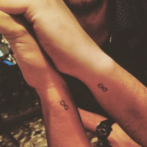 Matching Infinity Tattoos Bff, Infinity Sign Matching Tattoo, Lowkey Matching Couple Tattoos, Lowkey Couple Tattoos, Infinity Tattoo Couples Matching, Small Matching Tattoos With Boyfriend, Matching Infinity Tattoos Couple, Tiny Infinity Tattoo, Always And Forever Tattoo Couple