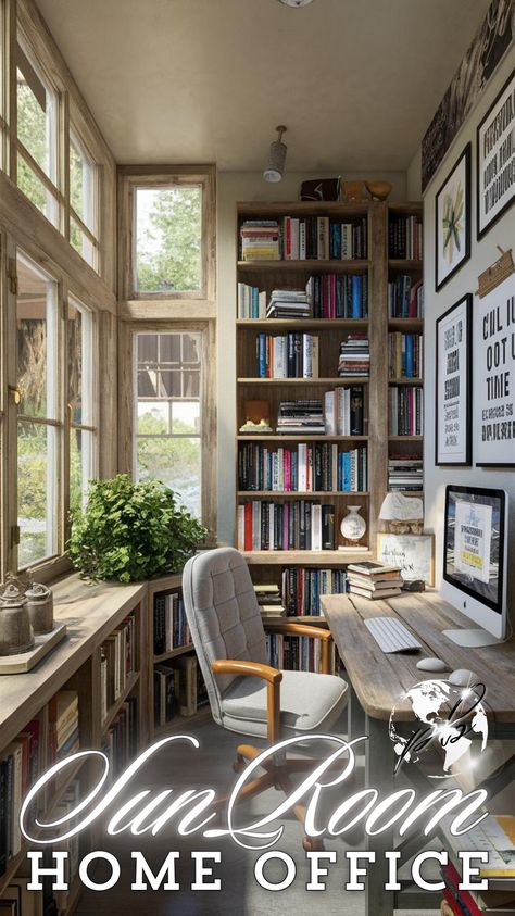 Maximize your sunroom's potential with a functional WFH office setup. Incorporate natural light, cozy room decor, and practical office organization tips for an efficient workspace. Ideal for home office ideas and cozy house enthusiasts. #sunroom #functionaloffice #naturalight #homeofficedecor #officeorganization #officecolors #homeofficeideas #officeinspo #homedécor #decoration Minimalist Sunroom, Sunroom Office Ideas, Sunroom Office, Wfh Office, Cozy Sunroom, Office Organization Tips, Office With A View, Small Sunroom, Classy Rooms