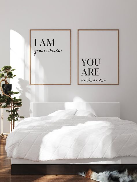 Mine Couple, Wall Art Quotes Bedroom, I Am Yours, Bedroom Quotes, Bedroom Decor For Couples, Minimalist Bedroom Design, Over The Bed, Wall Art Set Of 2, Art Set Of 2