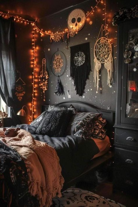 Goth Room Decor Ideas, Goth Decor Ideas, Whimsical Goth Room, Chocolate Brown Bedrooms, Gothic Bedrooms, Brown Bedrooms, Goth Bedroom Ideas, Gothic Bedroom Ideas, Moody Interior Design