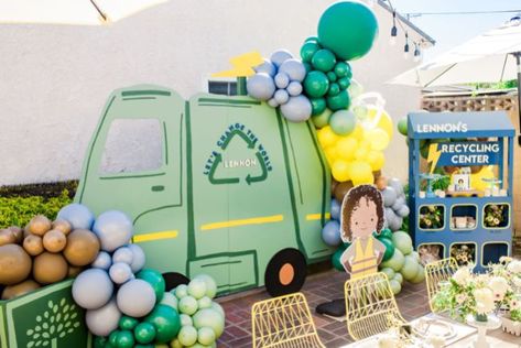 Recycling & Saving The Planet 3rd Birthday Party Garbage Truck Theme Birthday Party, Trash Bash Birthday Party, Trash Truck Birthday Party, Trash Truck Party, Garbage Truck Party, Trash Bash, Truck Theme Birthday, Truck Room, Trash Party