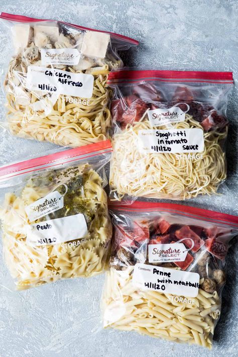 Four Easy Pasta Freezer Meals - Foodness Gracious Single Serve Freezer Meals, Pasta Freezer Meals, Freezer Skillet Meals, Dinner Freezer Meals, Pioneer Woman Freezer Meals, Pregnancy Freezer Meals, Postpartum Meals, Meal Train, Freezer Dinners