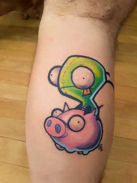 Zim Tattoo, Pop Culture Tattoos, Cartoon Tattoo Ideas, Emo Tattoos, Animated Shows, Culture Tattoos, Army Tattoos, Nerd Tattoo