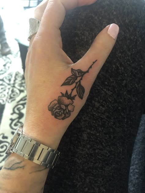 Rose Tattoo Side Of Hand, Above Thumb Tattoo, Rose On Thumb Tattoo, Thumb Wrist Tattoo, Rose Tattoo Thumb, Rose Tattoo On Thumb, Thumb Rose Tattoo, Tattoo By Thumb, Rose Thumb Tattoo