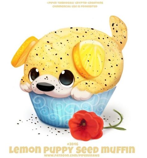 By: Piper Thibodeau #2846 Food Creatures Art, Cryptid Creations, Akvarel Illustration, Fruit Animals, Animal Food, Animal Puns, Images Kawaii, Cute Kawaii Animals, Cute Food Drawings