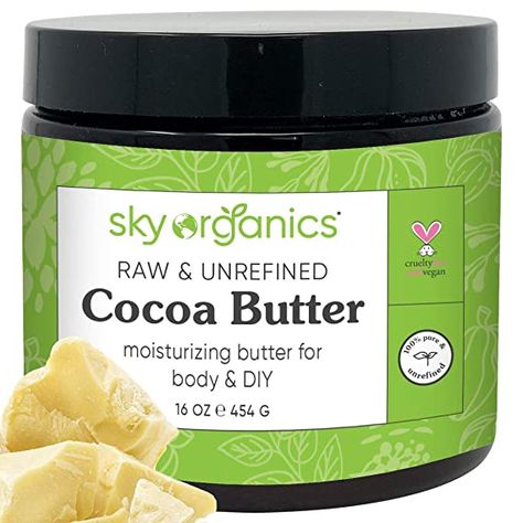 Amazon.com : Cocoa Butter by Sky Organics (16 oz) Pure Unrefined Raw Cocoa Butter for Body, Hair and DIY Raw Cocoa Body Butter Natural Cocoa Butter : Beauty Cocoa Body Butter, Shea Butter Face, Raw Cocoa Butter, Best Body Butter, Butter Brands, Natural Body Butter, Extra Dry Skin, Diy Beauty Recipes, Diy Hair Care