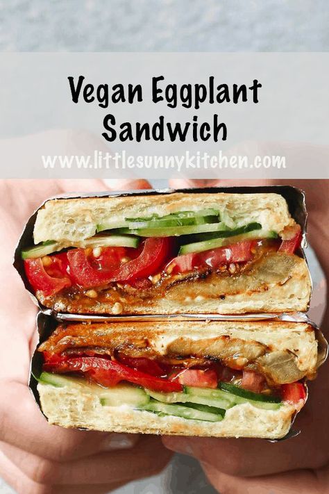 This vegan eggplant sandwich is so delicious that you'll keep making it over and over again. Layers of smoky and fresh vegetables are packed in panini bread, then toasted till perfection! Ideal for lunchboxes, picnics, and lunches on the go! #vegansandwich #veganeggplant #picnicsandwich Panini Bread, Eggplant Sandwich, Vegan Sandwich Recipes, Vegan Eggplant, Meal Inspiration, Avocado Pasta, Vegan Lunch Recipes, Vegan Lunches, Cake Vegan