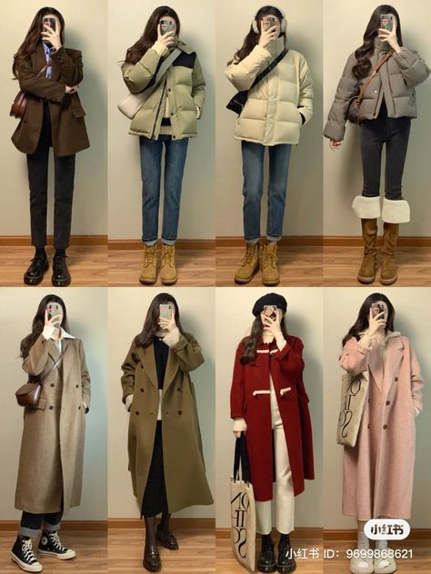 Korean Ootd Winter, Korea Winter Outfit Korean Style, Tokyo Autumn Outfit, Japan Autumn Outfit Women, Korea Fall Outfit, Osaka Winter, Korea Winter Fashion, Autumn Outfit Women, Japan Outfit Winter