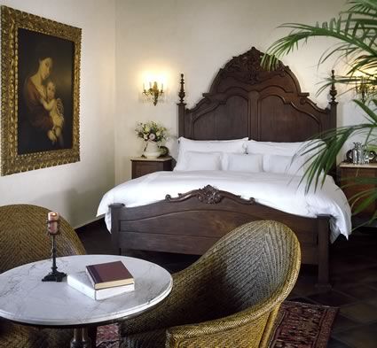 Puerto Vallarta Bed and Breakfast | Hacienda San Angel Spanish Bed Frame, Spanish Style Beds, Modern Spanish Master Bed, Boutique Bed And Breakfast, Spanish Hacienda Bedroom, Moody Hacienda, Spanish Colonial Bedroom Ideas, Spanish Headboard, Spanish Bedroom Decor