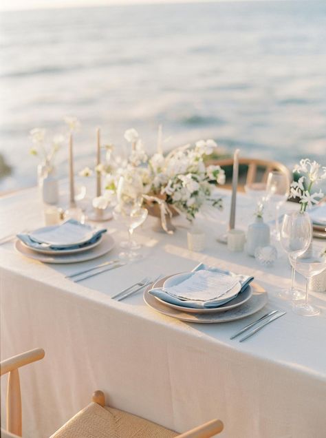 Coastal Wedding Reception, Seaside Wedding Decor, Beach Tablescape, Coastal Wedding Decor, Sunset Cliffs San Diego, Beach Wedding Tables, Blue Beach Wedding, Table Rentals, San Diego Elopement