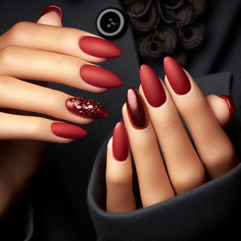 10 Mob Wife Nail Designs for the Confident Woman Matt Fall Nails, Red Matte Nails Design, Matte Red Nails, Red Matte Nails, Nail Types, Statement Nail, Squoval Nails, Matte Nails Design, Nail Growth