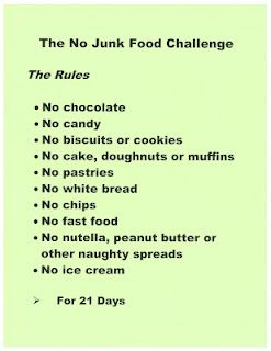 No junk food challenge: 21 days. I think I'm going to try this, except for the peanut butter. Being a picky vegetarian, I get most of my protein from that. All natural, pure peanut butter isn't bad for you in moderation. Junk Food Challenge, No Junk Food, No Junk Food Challenge, Diet Challenge, Food Challenge, Eat Real Food, Foods To Avoid, I Work Out, Processed Food