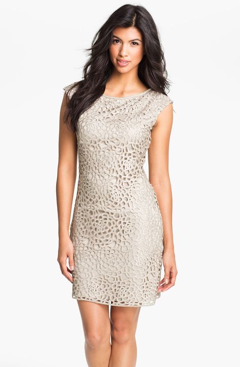 Eliza J: Beaded Neck Crocheted Sheath Dress Short Dresses For Women, Rehearsal Dress, Eliza J, Lace Sheath Dress, Groom Dress, Nordstrom Dresses, Wedding Bells, Crochet Dress, Sheath Dress