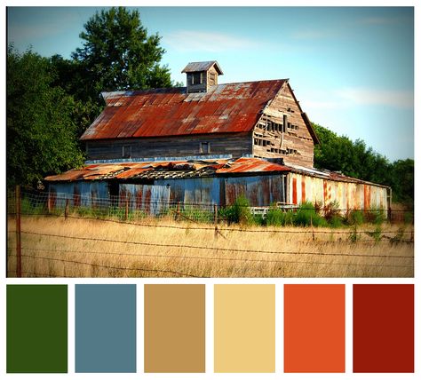 Super pretty, I love the bold colors, especially the green and reds Red And Green Kitchen Color Scheme, Farm Color Pallete, Farm Color Palette, Barn Colors, Colors Chart, Blue Blossom, Palette Design, Red Colour Palette, Natural Palette