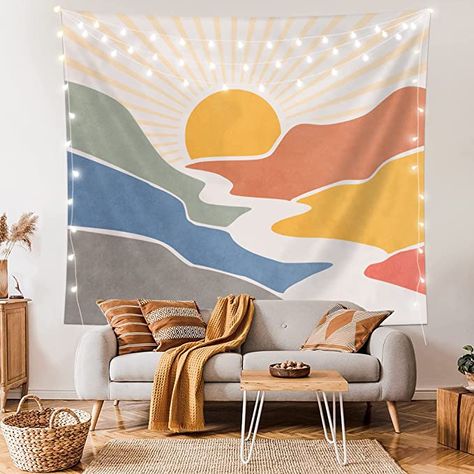 Aesthetic Wall Bedroom, Living Room Decor College, Abstract Wall Art Bedroom, College Living Room Decor, London Room, Sun Tapestry, Sunset Tapestry, Nature Tapestry, Room Decor College