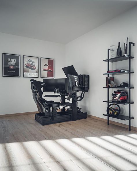 Computer Desk Setup, Garage Style, Cars Room, Office Remodel, Racing Simulator, Future Apartment Decor, Bedroom Setup, Gaming Room Setup, Room Desk