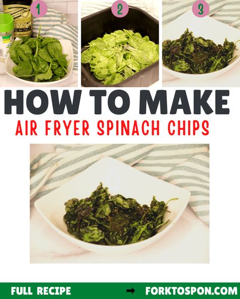 Air Fryer Spinach Chips - Fork To Spoon Air Fryer Spinach, Spinach Chips, Tomatillo Salsa Recipe, Fried Spinach, Easy Marinara Sauce, Healthy Chips, Air Fry Recipes, Comfort Food Recipes Dinners, Air Fryer Healthy