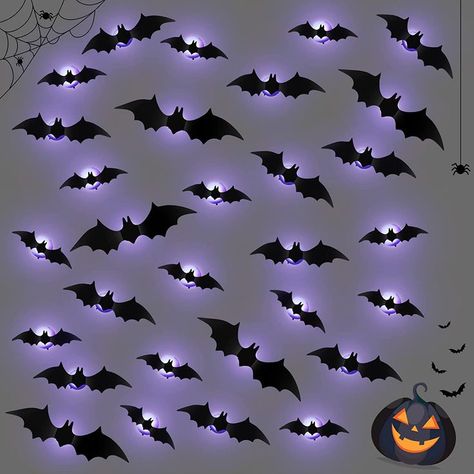 Halloween LED Bat Set: the package contains 48 packs of bat LED lights to suit your needs; The base comes with a small adhesive for your Halloween decoration and creates a nice Halloween atmosphere Halloween Light Projector, Bats Decoration, Bat Light, Halloween Living Room, Bat Decorations, Bat Animal, Led Wall Decor, Decor For Halloween, Cute Night Lights