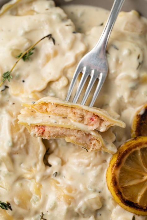 Sauce For Seafood Ravioli, Lobster Pasta Sauce, Crab Ravioli Sauce Recipes, Seafood Ravioli Sauce, Creamy Lobster Sauce, Lobster Base Sauce, Crab Ravioli Sauce, Lobster Ravioli Recipe, Shrimp And Crab Ravioli Sauce Recipes