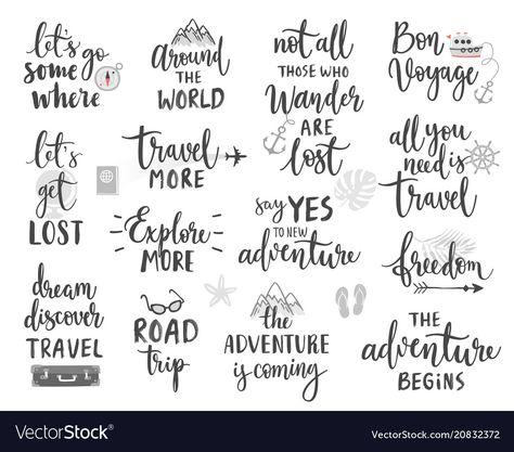 Travel Lettering, Travel Fonts, Media Infographic, Travel Journal Cover, Travel Motivation, Travel Infographic, Adventure Theme, Travel Notes, Halloween Vector