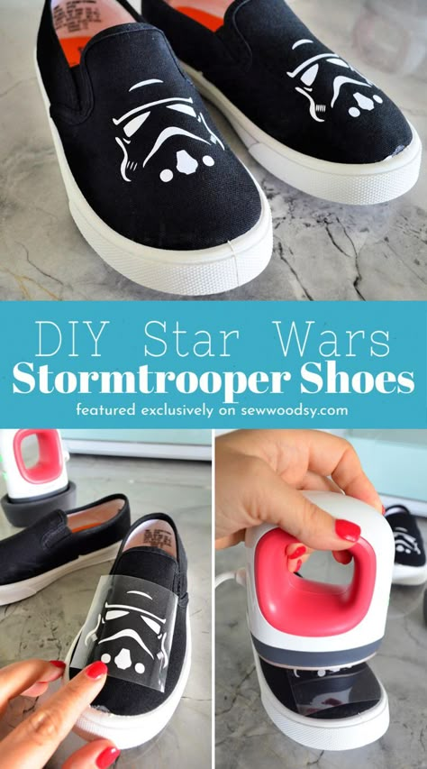 DIY Star Wars Stormtrooper Shoes Cricut Project. Cricut Shoes Projects, Star Wars Cricut Projects, Star Wars Cricut, Diy Star Wars Gifts, Diy Star Wars, Disney Cricut, Star Wars Shoes, Shoes Star, Diy Star