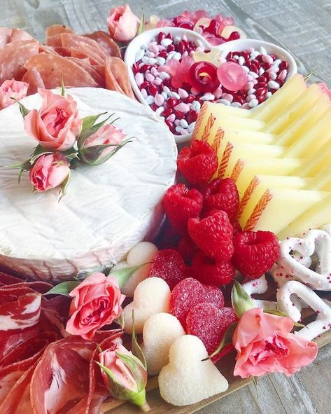 Pretty In Pink | 25 Valentine's Day Charcuterie Boards French Cheese Board, Valentine Dinner Party, Brunch Board, Valentines Party Food, Canvas Wallpaper, Valentines Snacks, Dessert Board, Sandwich Board, Charcuterie Inspiration