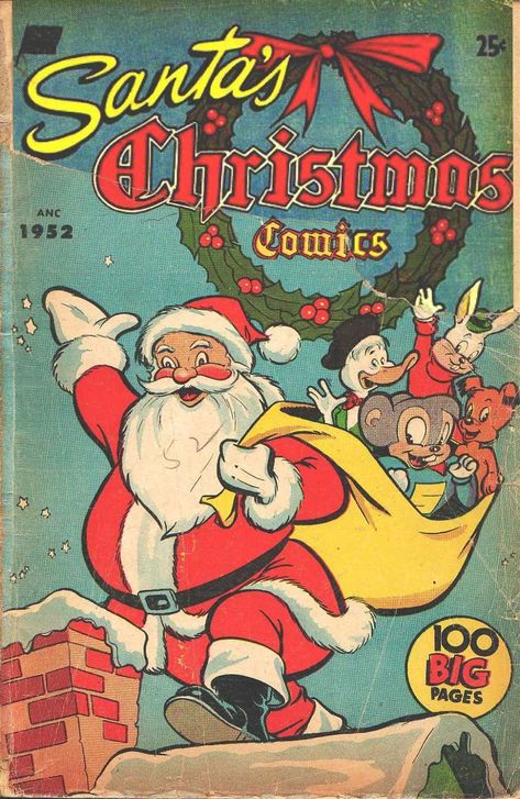 Comic Book Cover For Santa's Christmas Comics [nn] Christmas Comics, Children's Comics, Golden Age Comics, 카드 디자인, Vintage Comic Books, Christmas Poster, Classic Comics, Jim Henson, Holiday Postcards