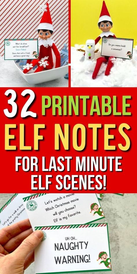 Need last minute Elf on the Shelf ideas that are easy to set up? These printable Elf on the Shelf notes are great for that! Just download the Elf on the Shelf printables, cut out the note cards, and set them up with your elf and a prop or two. Includes notes for bad behavior and naughty kids too! Great for easy Elf scenes! Nerds Rope Elf On The Shelf, Be Good Elf On The Shelf Messages, Elf Not Coming Bad Behavior, Elf On The Shelf Bad Behavior Note, Elf On The Shelf Reminder To Be Good, Elf Ideas For Not Listening, Elf Hide And Seek Note, Elf On The Shelf Be Good Notes, Elf On The Shelf Ideas For Bad Behavior Kids