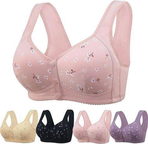 Daisy Bras for Older Women, 2024 Breathable Front Close Button Cotton Bras, Full Support Wide Back No Underwire Bra (US, Alpha, Small, Regular, Regular, Black) at Amazon Women’s Clothing store Bras For Older Women, Front Closure Bras, Front Clasp Bra, Front Closure Bra, Cotton Bras, Better Posture, Comfortable Bras, Plus Size Bra, Everyday Bra