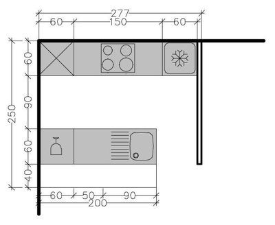 8 plans de cuisine parallèle (face à face) : différentes solutions possibles - Côté Maison Kitchenette Plan Dimensions, Area Requirement, Movement In Architecture, Galley Kitchen Layout, Open Kitchen And Living Room, Vintage House Plans, Kitchen Size, Cottage Kitchens, Small Space Kitchen