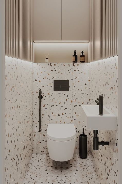 Small Wc Design Ideas, Tiny Guest Bathroom Ideas, Tiny Powder Room Design, Small Guest Toilet Ideas, Tiny Modern Bathroom, Small Guest Toilet, Tiny Toilet Room, Tiny Toilet Room Ideas, Tiny Toilets