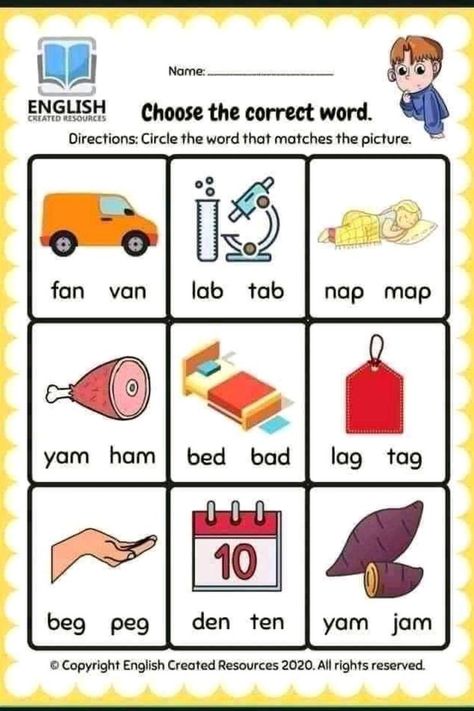 Cvc Words Activities, Teaching Vowels, Kindergarten Word Families, Words Activities, Phonics Cvc, Cvc Word Activities, Kindergarten Reading Worksheets, English Activities For Kids, English Worksheet