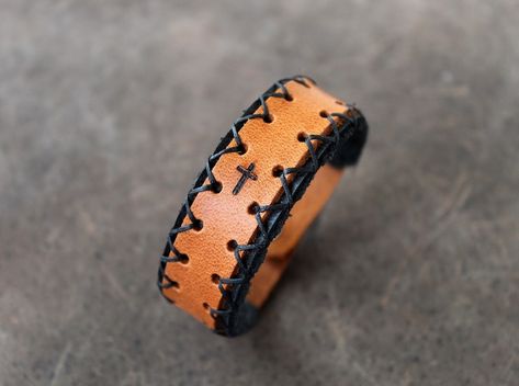 Diy Leather Gifts, Boho Leather Jewelry, Leather Bracelet Women, Men Leather Bracelet, Leather Gifts For Her, Laser Engraved Leather, Engraved Cross, Leather Bracelets Women, Tiny Cross