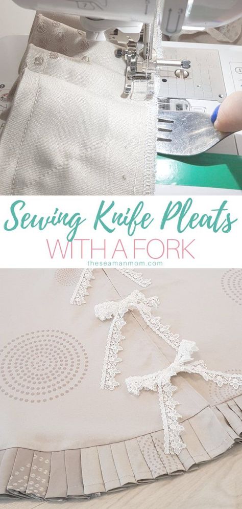 Fork pleats are a cute and chic way to add fun details to handmade projects! In this tutorial you'll learn how to make pleats using a fork to make perfect and neat pleats! #easypeasycreativeideas #sewing #sewingtips #sewingprojects #sewinghacks #sewingtutorials #sewingforbeginners #beginnersewingprojects #beginnersewing #sewingtipsandtricks Fork Pleats, Sew A Shirt, Sewing Darts, Sewing Materials, Diy Sewing Gifts, Knife Pleats, Cheesy Bacon, Sewing Tutorials Free, Sewing Tips And Tricks