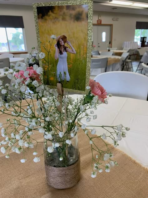 Grad Party Ideas Decorations Table Centerpieces, Wild Flower Theme Graduation Party, Grad Party Flower Centerpieces, Wildflower Graduation Party Decor, Floral Grad Party Ideas, Graduation Party Display Ideas, Senior Graduation Party Ideas Decoration, Floral Graduation Party Decorations, Graduation Party Ideas Floral