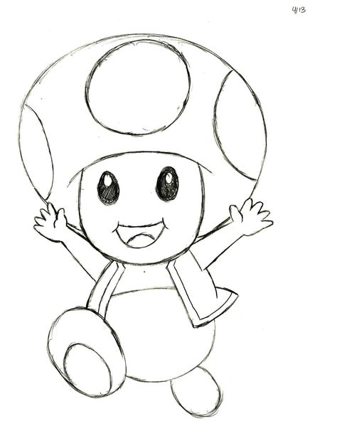 My sketch of Toad from the Nintendo Mario video games :) Toad Sketch Mario, Mario Kart Characters Drawing, Easy Drawings Of Cartoon Characters, Simple Cartoon Sketches, Toad From Mario Drawing, Game Character Sketch, Nintendo Characters Drawings, Mario Drawing Easy Step By Step, Video Game Characters Drawings