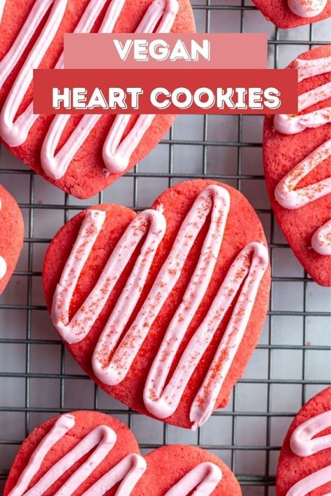 Vegan Valentines Day, Vegan Sugar Cookie Recipe, Vegan Valentines, Gluten Free Valentines, Valentines Recipes, Plant Based Dessert Recipes, Cookies Dough, Vegetarian Recipes Dessert, Vegan Sugar Cookies