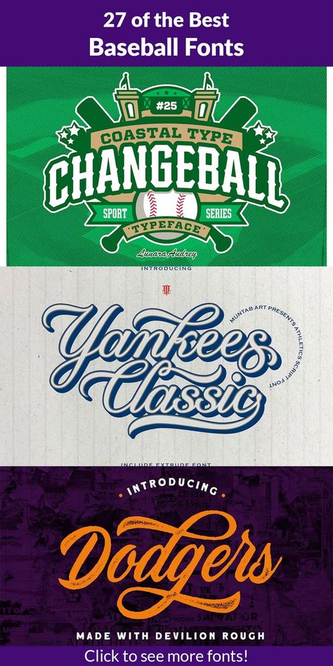 Step up to the plate with these 27 homerun-worthy baseball fonts! Whether you’re looking to add some sporty flair to your next graphic design project or just want to hit a game-winning grand slam with your latest venture, these fonts are sure to be a diamond in the rough. Don’t strike out on your next big design idea - download these baseball fonts today and knock it out of the park! Baseball Font, Diamond In The Rough, Baseball Posters, Big Design, Graphic Design Projects, Premium Fonts, Design Project, Step Up, The Park