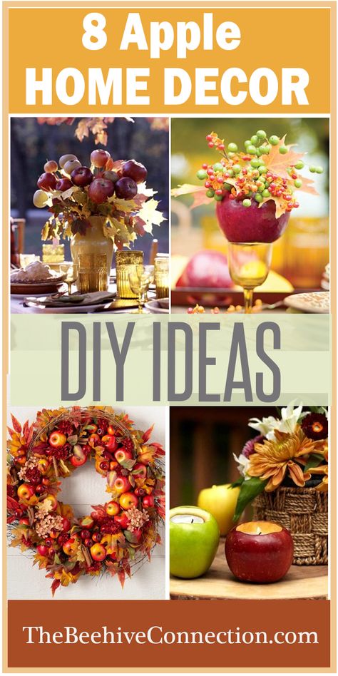 8 Apple Home Decor DIY Ideas Apple Centerpieces, Apple Table, Home Decor Diy Ideas, Apple Day, Decor Diy Ideas, Apple Kitchen Decor, Apple Wreath, Diy Apple, Instead Of Flowers