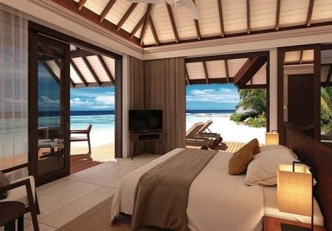 Beach Villa Interior, Dream House Bedroom, City View Apartment, Maldives Holidays, Maldives Hotel, Salon Suites Decor, Water Villa, Secret Escapes, Maldives Resort