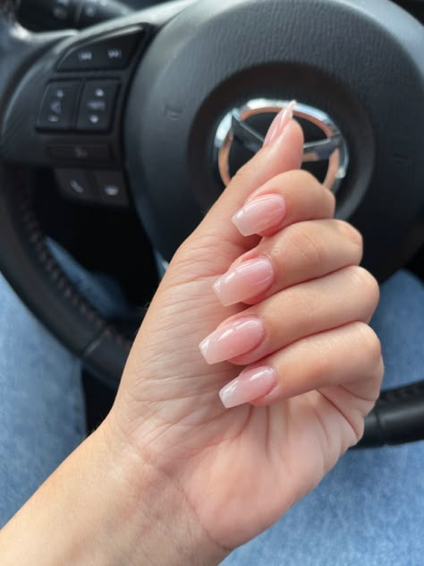 Just Acrylic Nails No Color, Sheer Pink Coffin Acrylic Nails, Sheer Square Nails, Natural Nail Colors Acrylic, Natural Coffin Acrylic Nails, Sheer Nails Acrylic, Natural Acrylic Nails Coffin, Acrylic Nails Neutral Colors, Sheer Pink Acrylic Nails