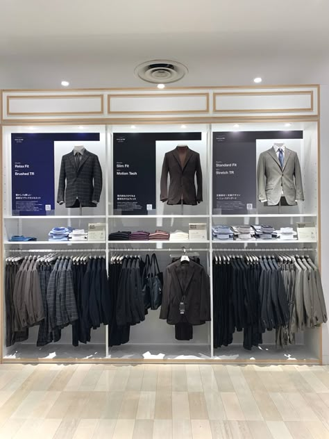 Mens Clothing Store Interior Design, Clothing Store Interior Design, Pos Design, Suit Stores, Retail Store Interior Design, Clothing Store Interior, Retail Signage, Clothing Store Design, Retail Marketing