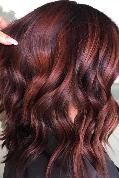 150 Medium Length Hairstyles Ideal for Thick Hair | LoveHairStyles.com Raspberry Highlights, Bob 2023, Medium Layered Bob Haircuts, Auburn Bob, Straight Thick Hair, Cowboy Copper, Hair Change, Hairstyles For Thick Hair, Medium Length Hairstyles