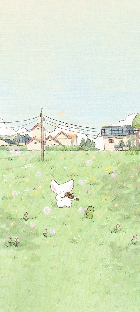 Sogumi Wallpaper Desktop, Countryside Wallpaper, Cute Home Screens, Cocoppa Wallpaper, Bunny Art, Cute Doodles Drawings, Backgrounds Phone Wallpapers, Cute Little Drawings, Kawaii Wallpaper