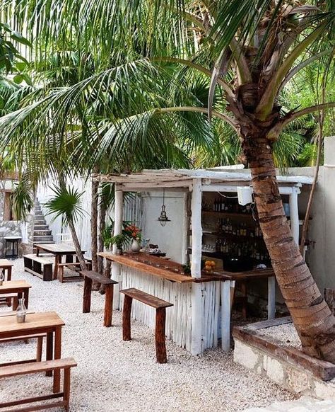 Hartwood Restaurant and Bar. Hot spot in Tulum, Bohemian chic beach town in Mexico. Beach Cafe, Beach Shack, Bohol, Mexico Vacation, Tulum Mexico, Beach Bars, Outdoor Bar, Boho Home, Beach Town