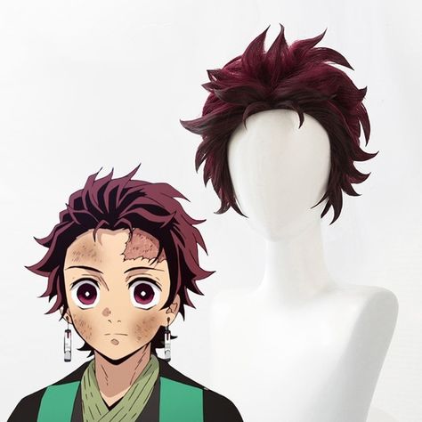 Demon Slayer Cosplay, Kamado Tanjirou, Anime Wigs, Cosplay Hair, Halloween Wigs, Anime Cosplay Costumes, Natural Wigs, Geek Fashion, Anime Costumes