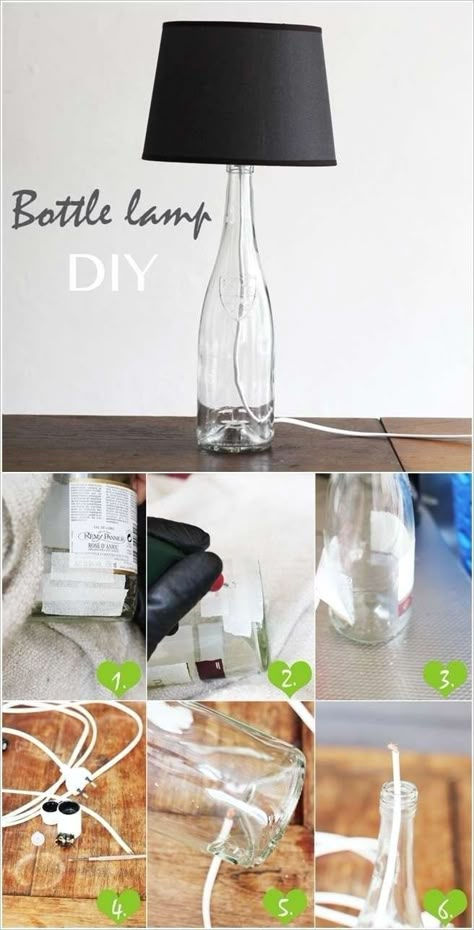 Diy Glass Bottle Lamp, Lamp From Bottle, Wine Bottle Lamps Diy, Bottle Lamps Diy, Bottle Lamp Ideas, Wine Bottle Lamps, Amazing Lamp, Diy Bottle Lamp, Liquor Bottle Lamp