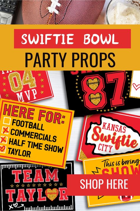 Taylor Swift Inspired Super Bowl Party Prop Prints Super Bowl Printables, Selfie Props, Football Party Decorations, Printable Photo Props, Bowl Ideas, Football Theme Party, Super Bowl Party, Football Themes, Swift Photo