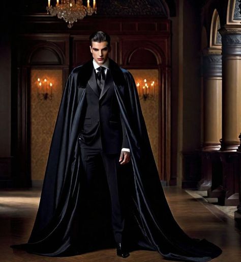 Suits With Capes, Suit With Cape Mens, Suit With Cape, Dracula Cape, Princes Fashion, God Clothing, Drippy Fits, High Fashion Men, Vampire Movies