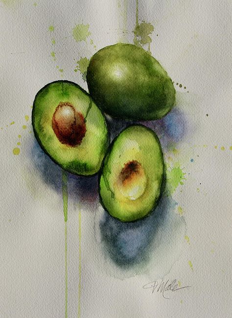 Tracy Male | WATERCOLOR | Avocado Obsession 2 Avocado Watercolor, Green Fruits And Vegetables, Green Fruit, Green Vegetables, Fruit Art, Green Nature, Water Painting, Fruits And Vegetables, Food Art